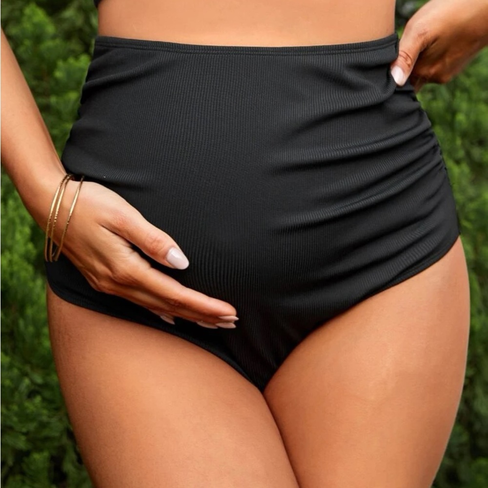Two piece black maternity swim suit